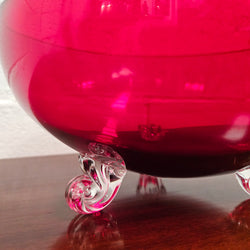 Vintage Bohemian Red Ruby Crystal Bowl on Feet | Antique & Vintage | Moonee Ponds Antiques | Australia Wide Delivery