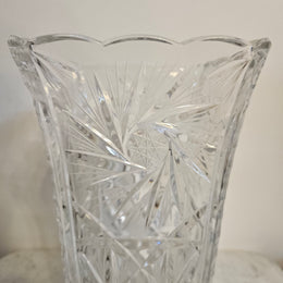 Large Hand Cut Crystal Vase