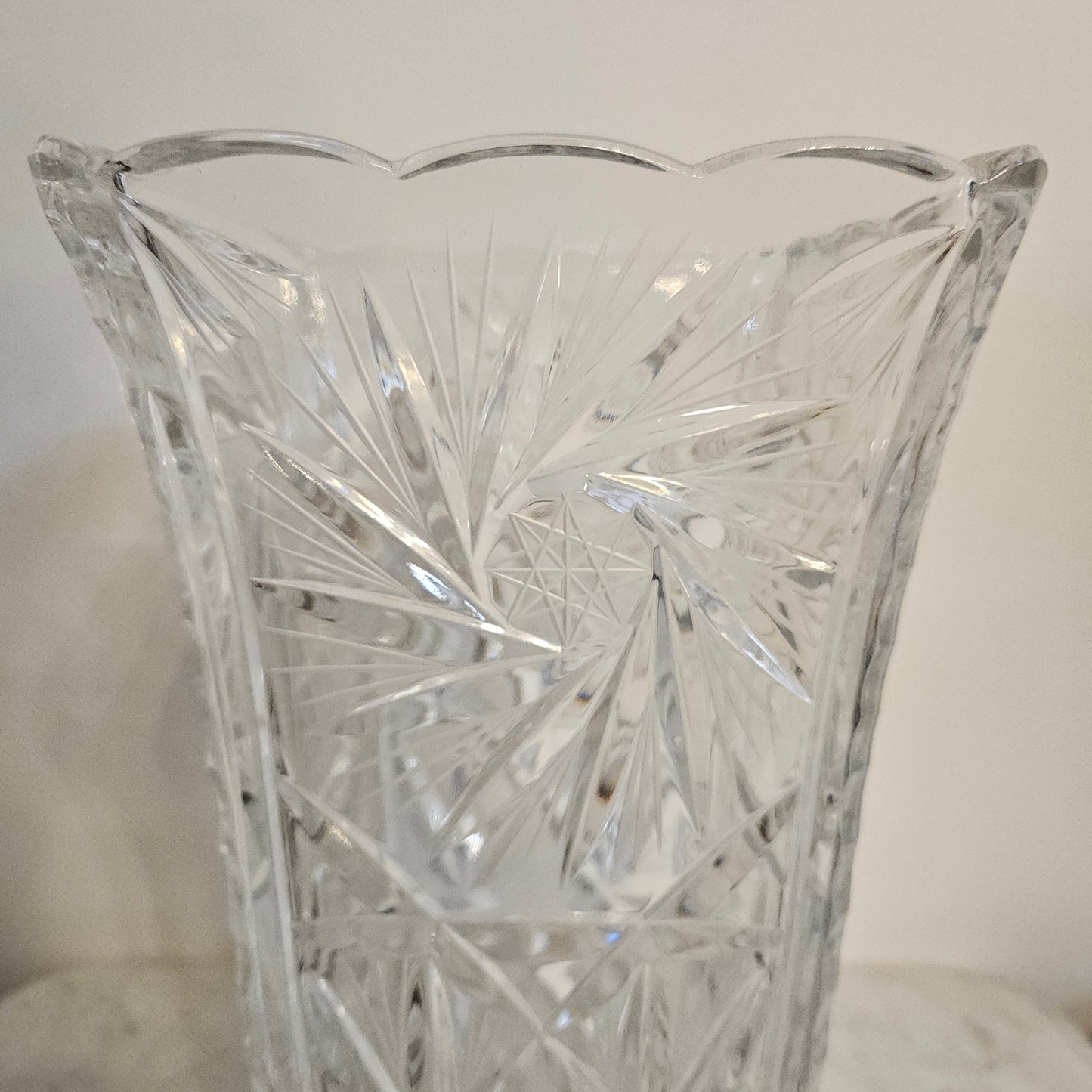 Large Hand Cut Crystal Vase