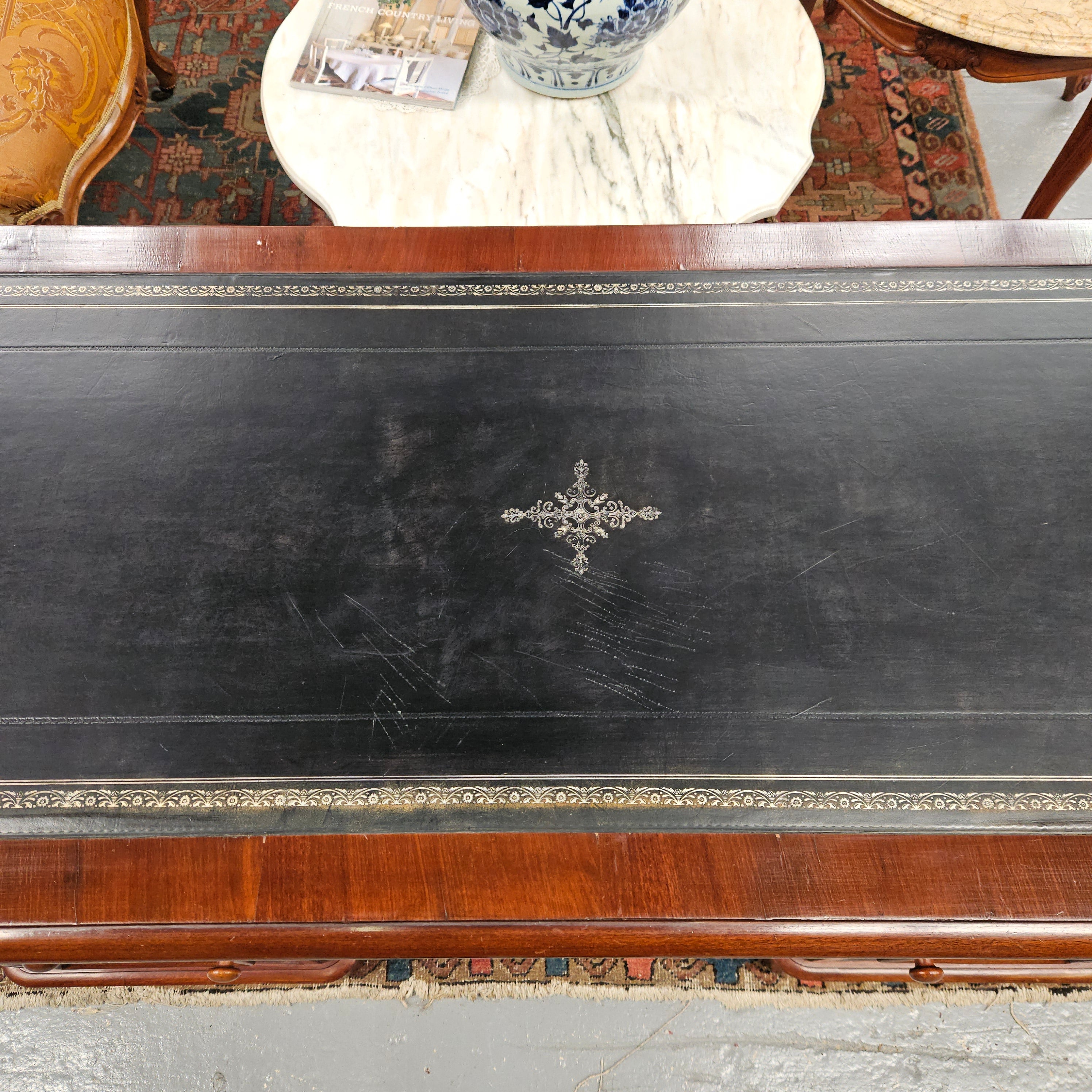 Mid Victorian Leather Top Mahogany Desk | Antique & Vintage | Moonee Ponds Antiques | Australia Wide Delivery
