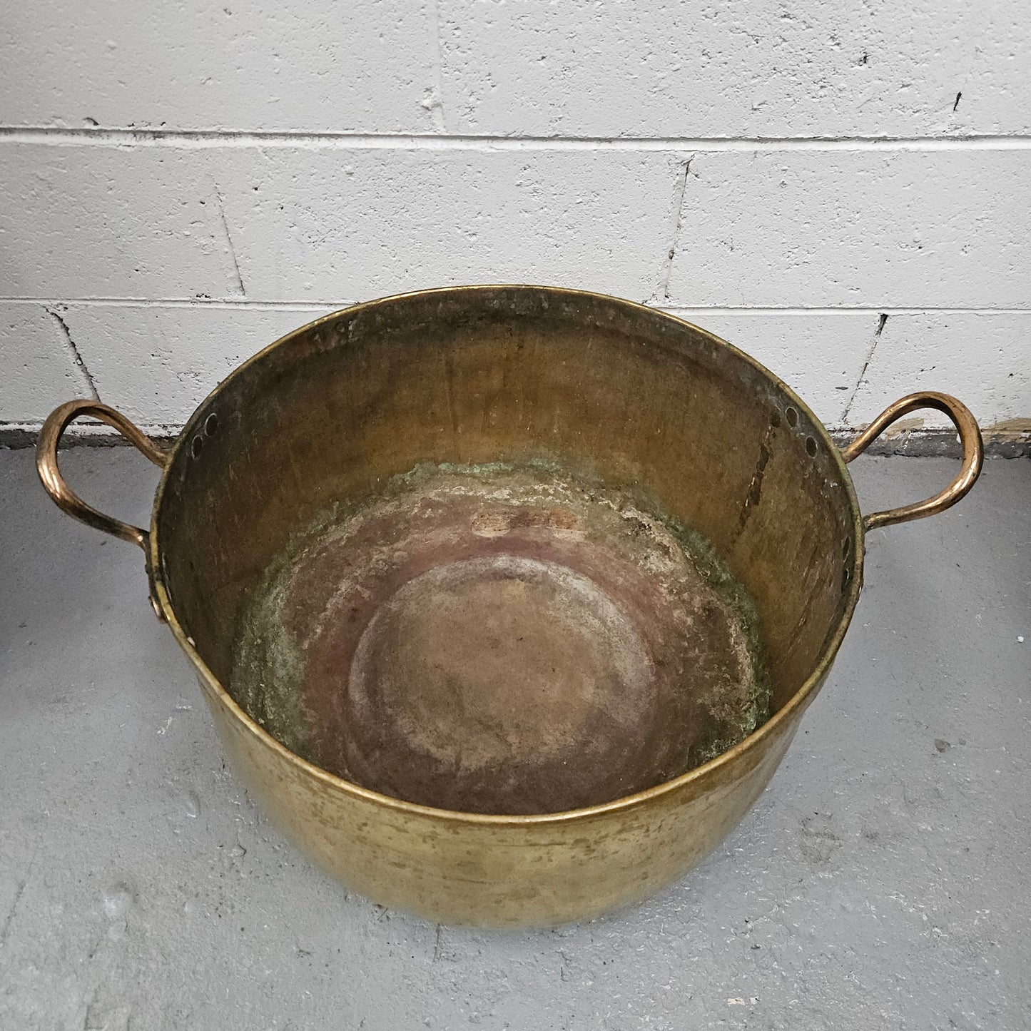 Large Antique brass bucket with handles