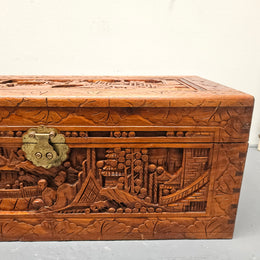 Small Oriental Carved Camphor Wood Chest