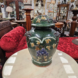 Late 19th Century Qing Dynasty Chinese Green Glazed Ginger Jar & Lid
