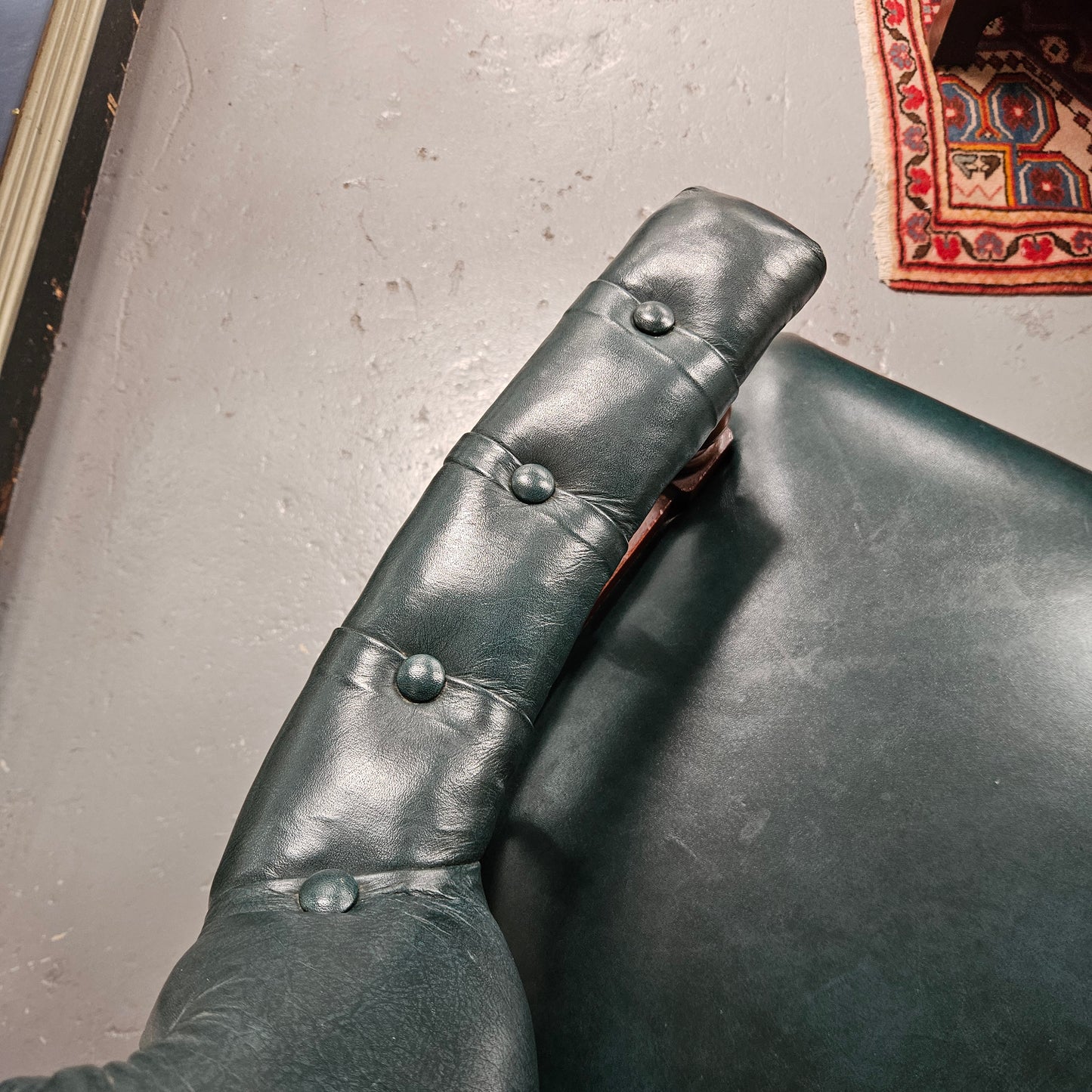 Antique Mahogany Leather Upholstered Captain / Office Chair