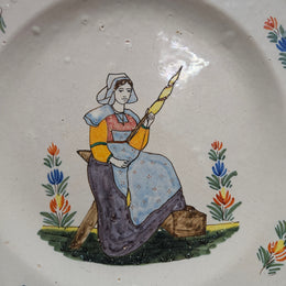 Rustic Hand Painted 19th Century Quimper Majolica Plate