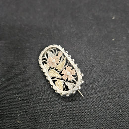 Victorian Silver & Gold Applique Aesthetic Movement Brooch