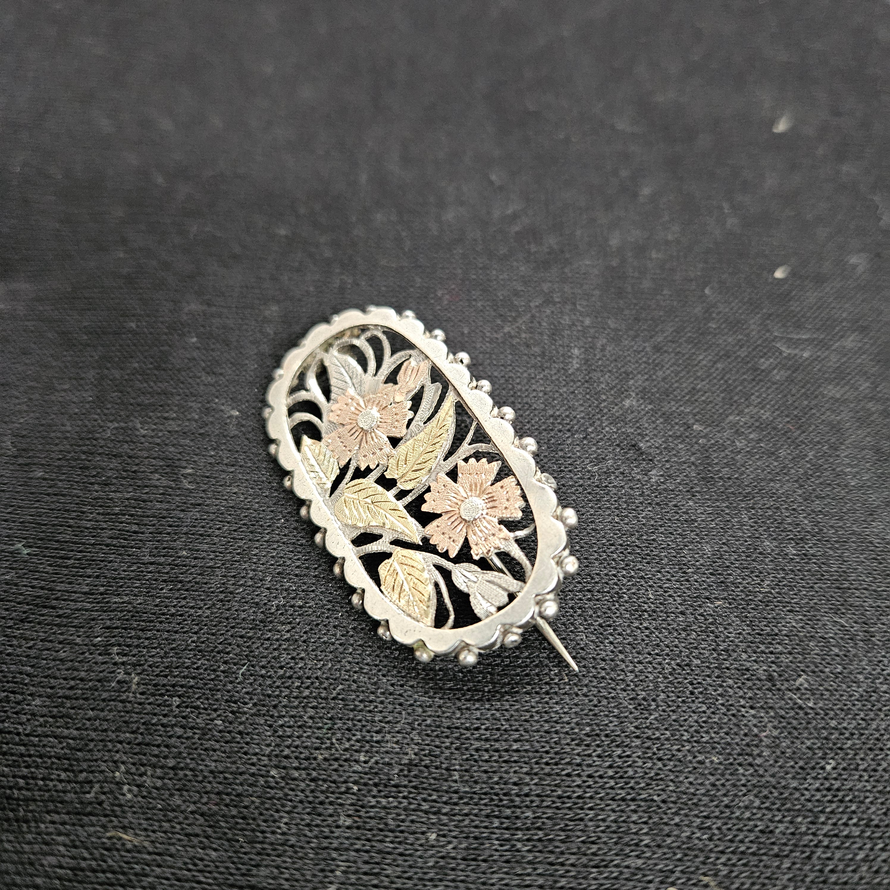 Victorian Silver & Gold Applique Aesthetic Movement Brooch | Antique & Vintage | Moonee Ponds Antiques | Australia Wide Delivery