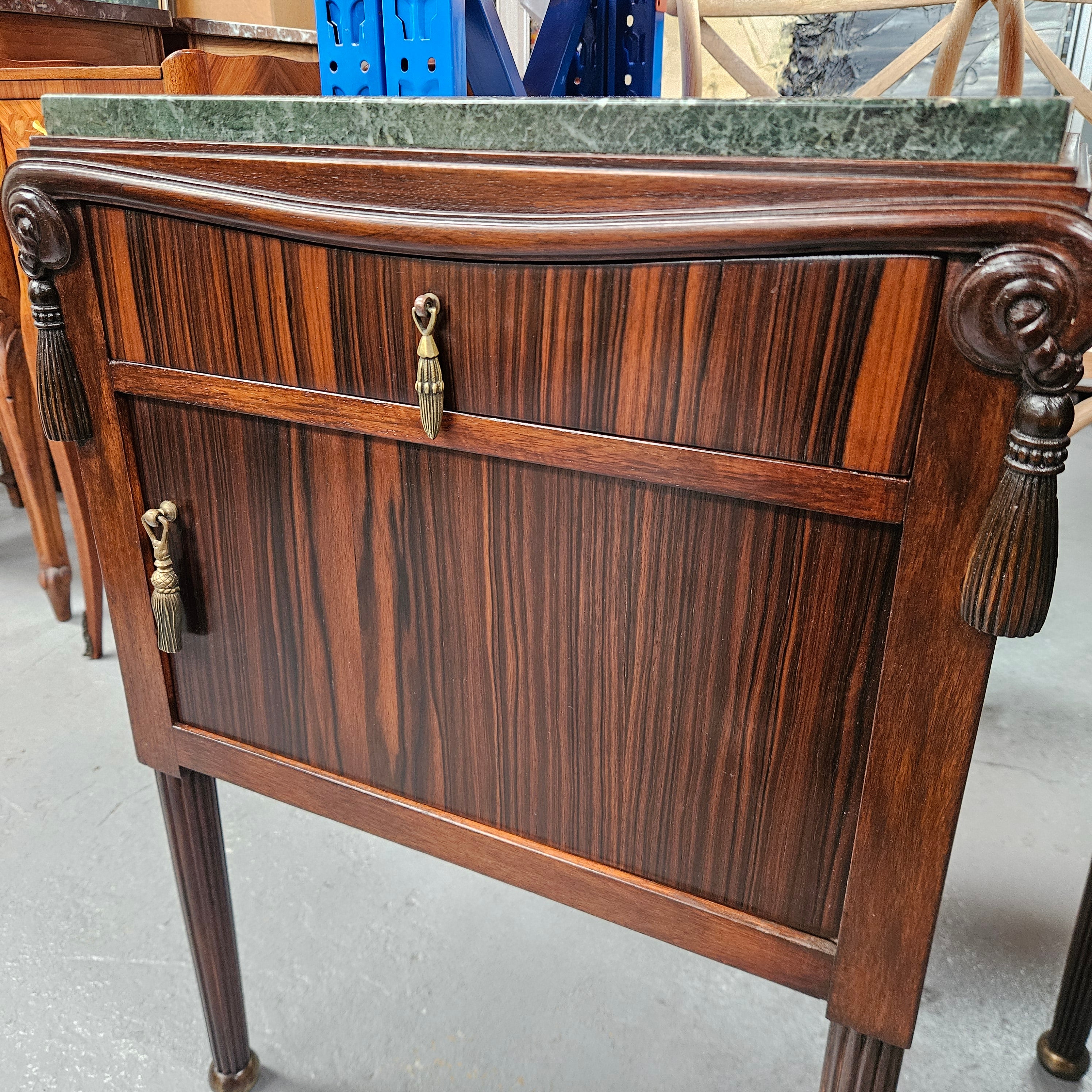 Elegant Pair of French Art Deco Marble Top Bedsides | Antique & Vintage | Moonee Ponds Antiques | Australia Wide Delivery
