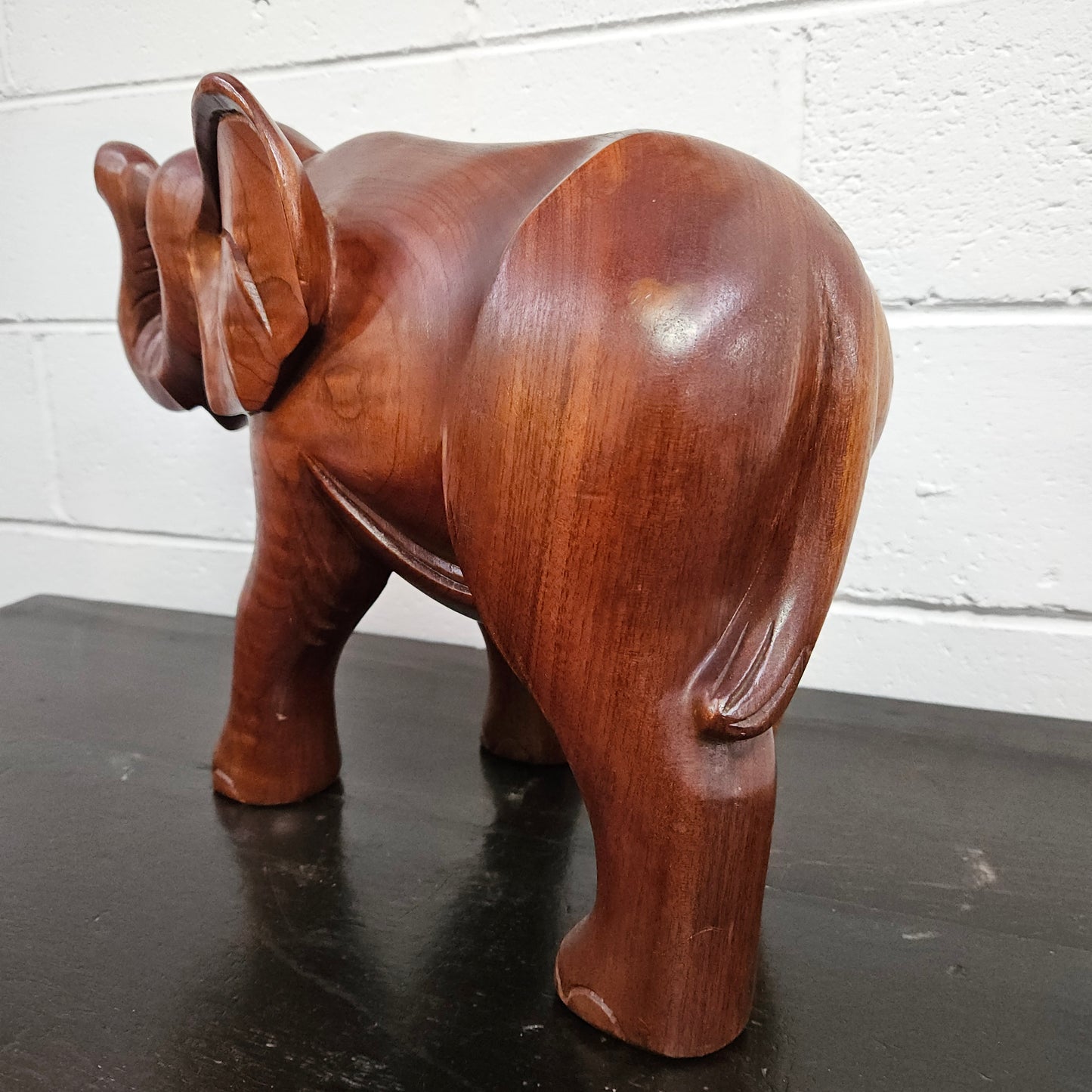 Vintage Carved Wooden Elephant Statue