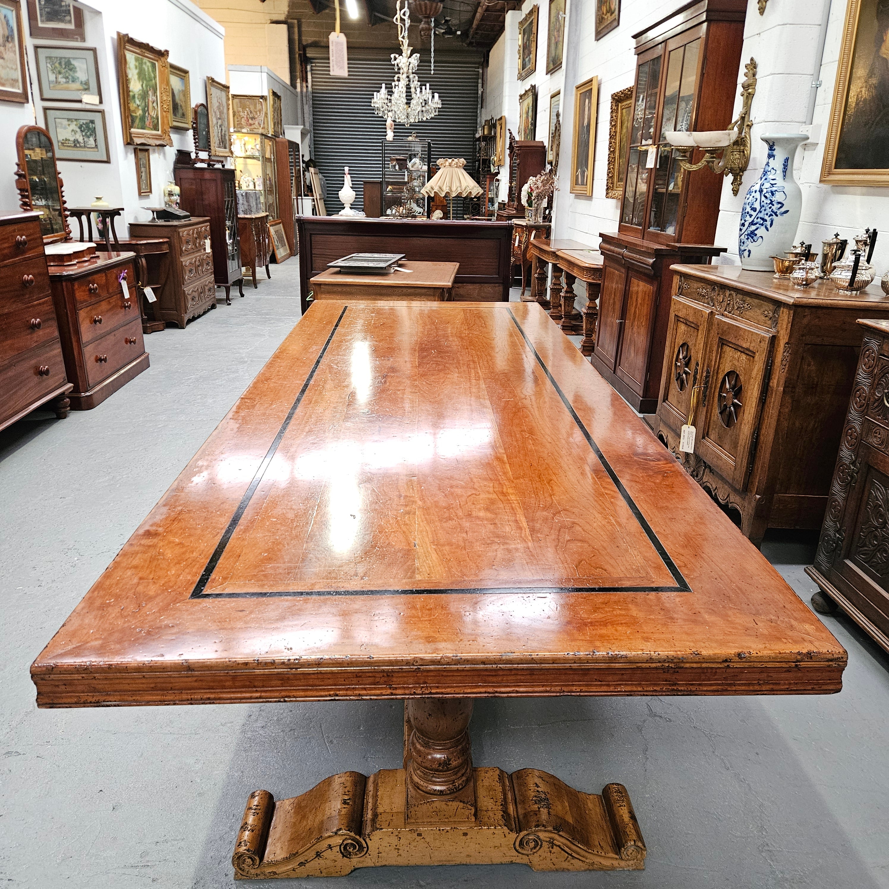 Vintage Three Metre Cherry Wood Farmhouse Style Table | Antique & Vintage | Moonee Ponds Antiques | Australia Wide Delivery