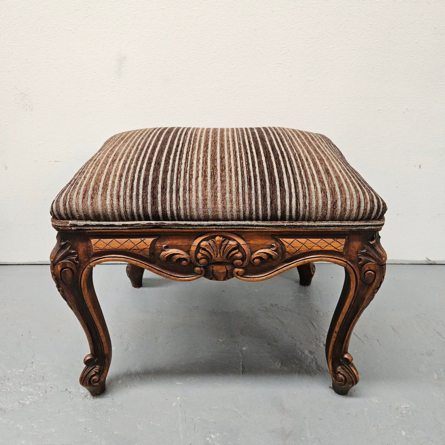 French Oak Louis XV Style Upholstered Footstool