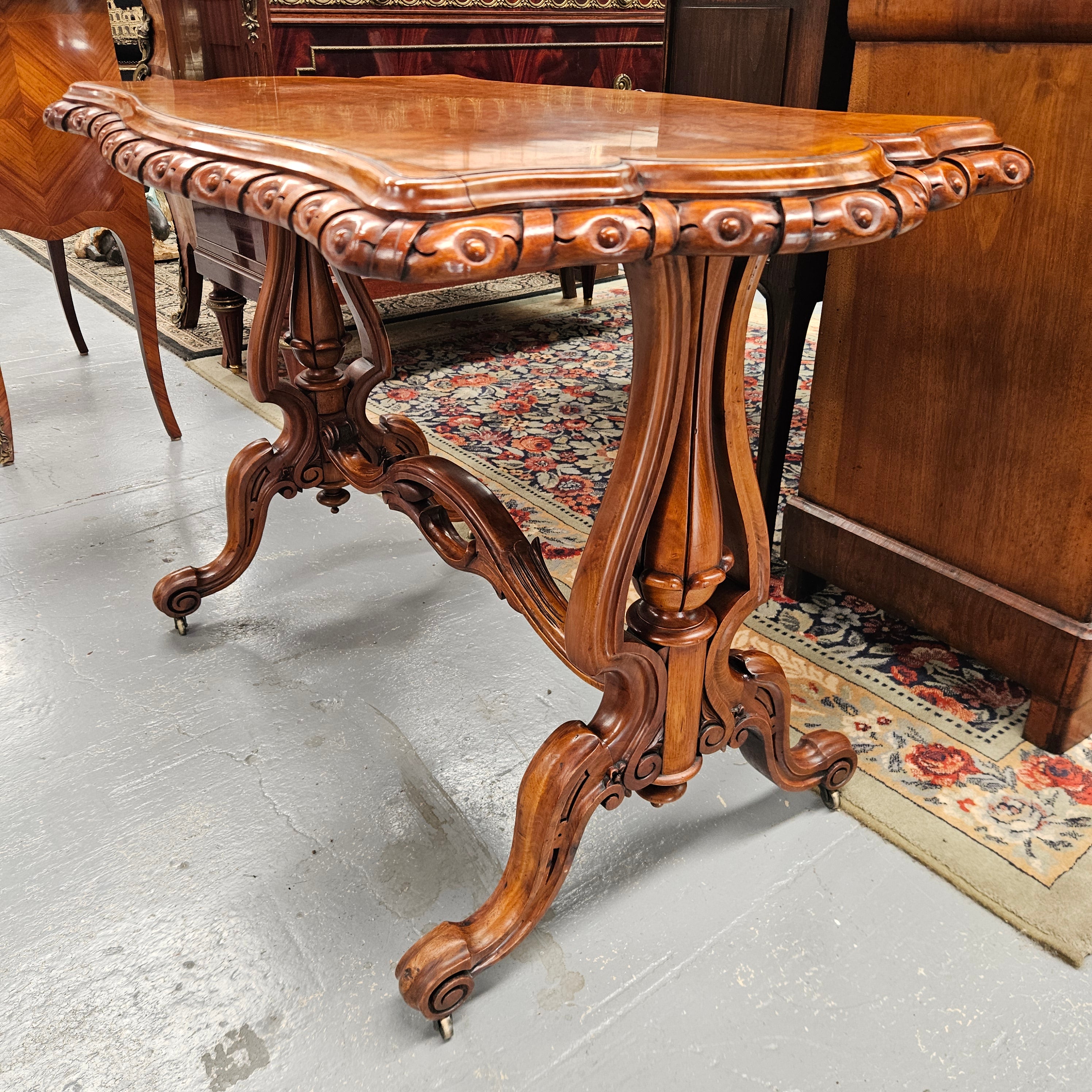Stunning Victorian Figured Walnut Occasional/Side Table Circ 1860's | Antique & Vintage | Moonee Ponds Antiques | Australia Wide Delivery