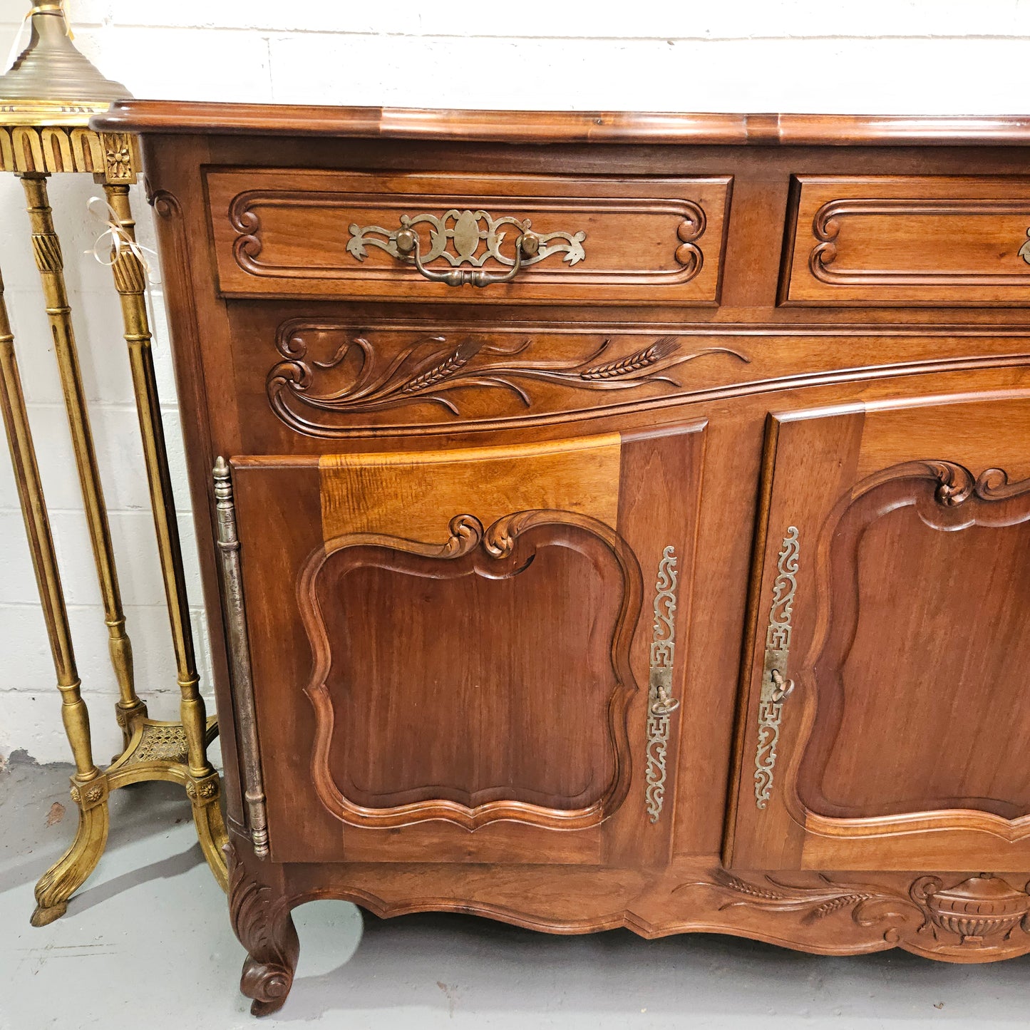 Louis XV Style Walnut Sideboard With Three Drawers & Three Doors