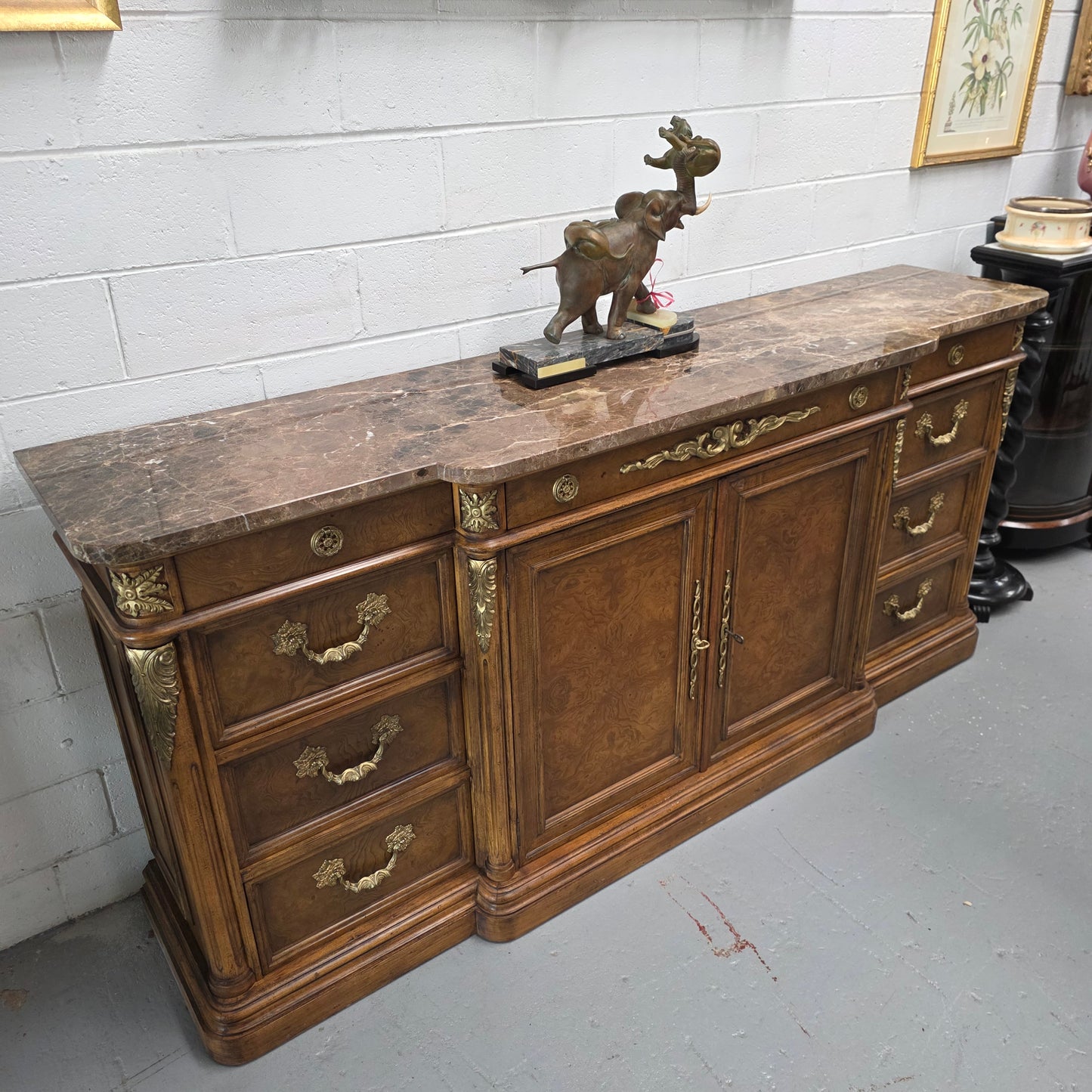 Vintage High Quality Antique Style Elm Sideboard with Stunning Marble Top
