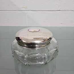 Antique Cut Glass & Sterling Silver Lid Bowl