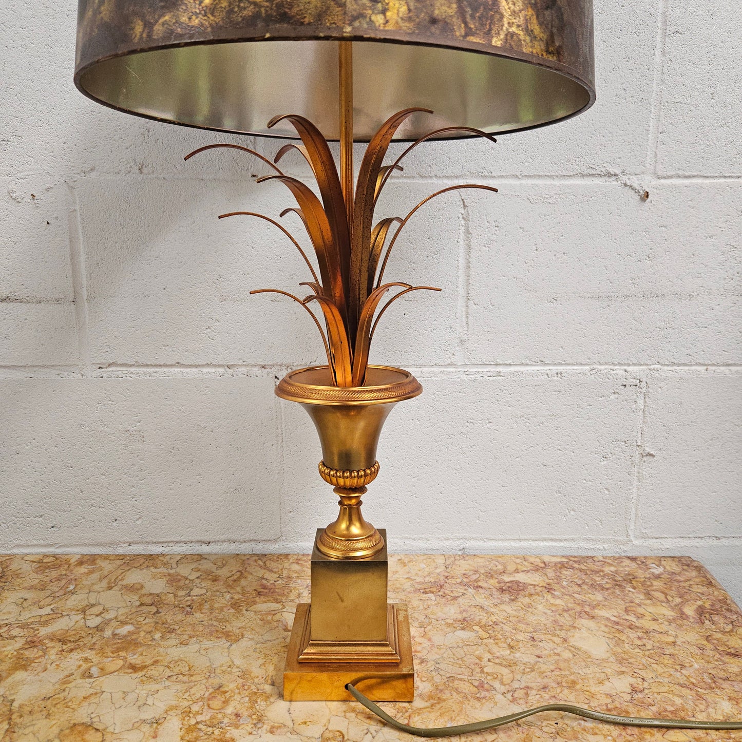 Vintage Designer Gilt Brass Table Lamp By Maison Charles for Boulanger