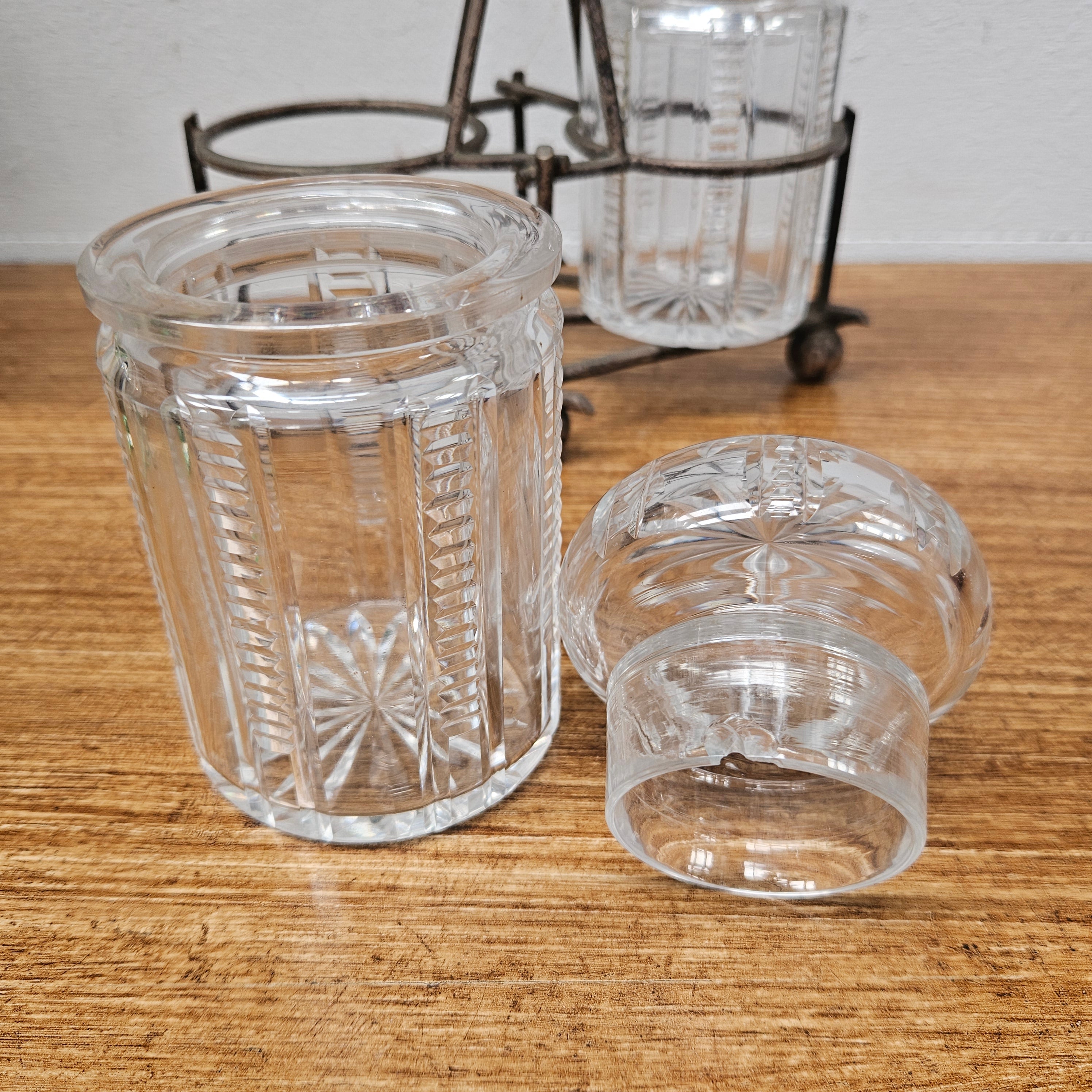 Antique Pick/Olive Glass Set In Stand | Antique & Vintage | Moonee Ponds Antiques | Australia Wide Delivery