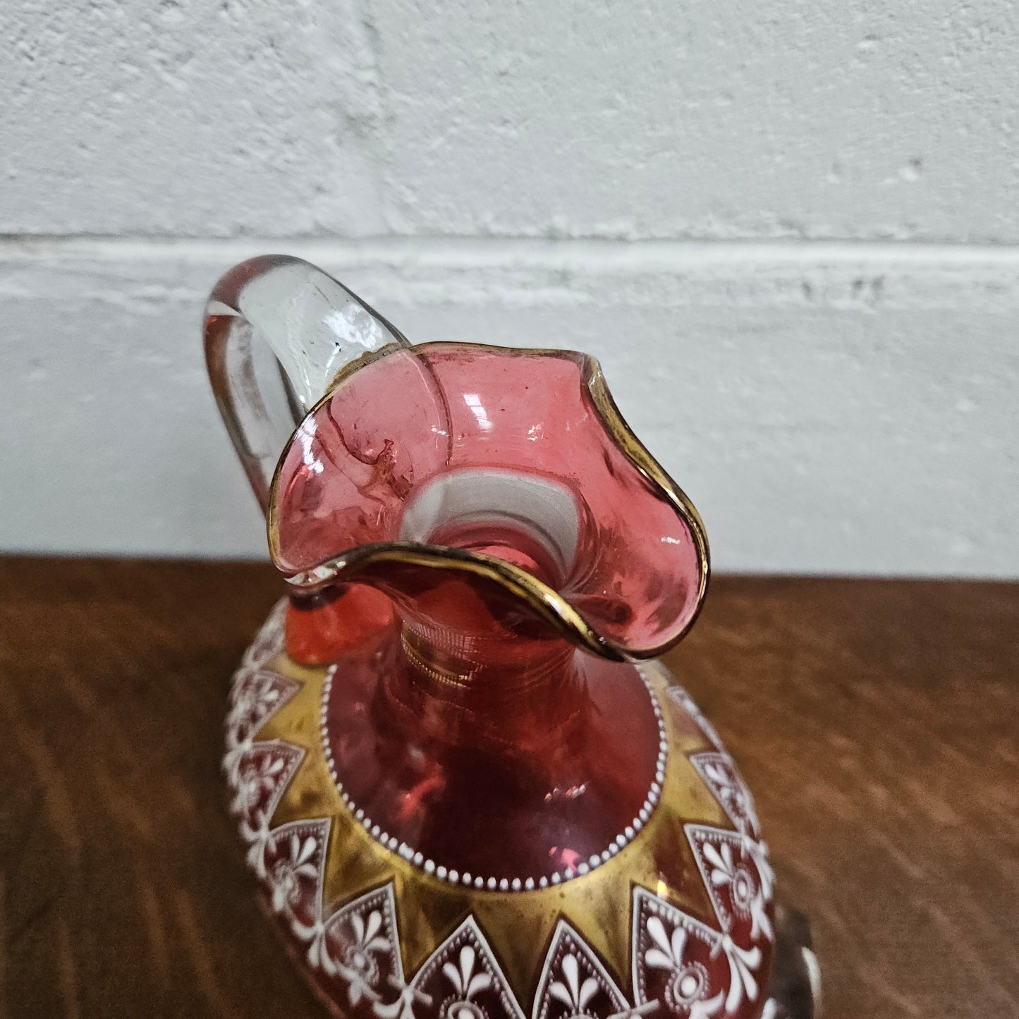 Victorian Ruby & Enamel Glass Decanter