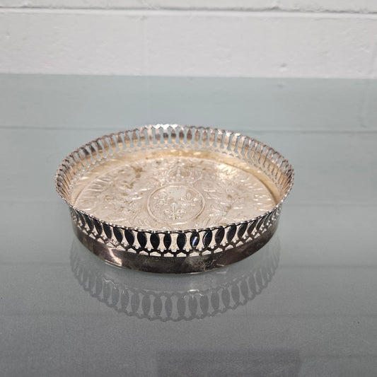 Antique Silver Plate Church Coaster