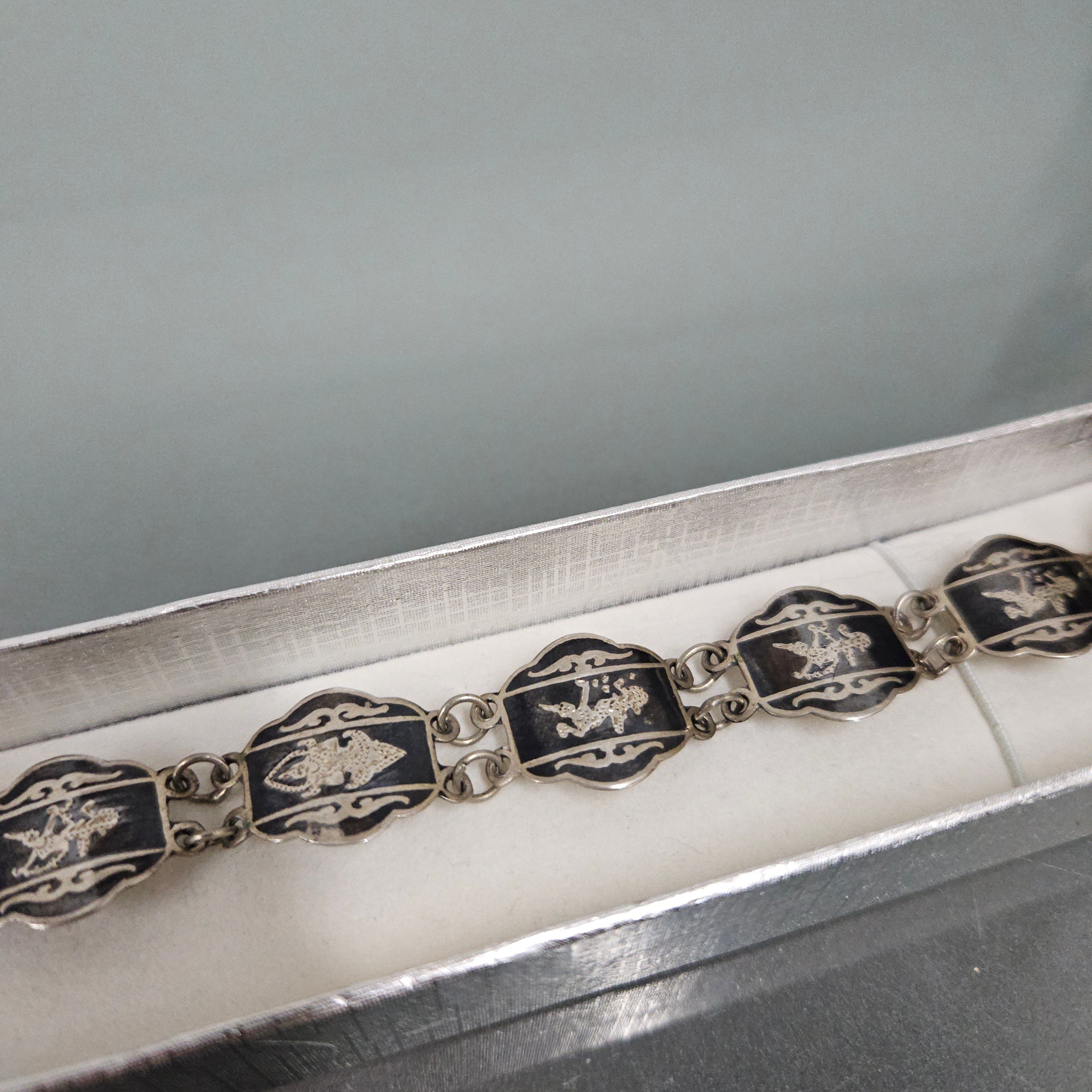 Vintage Silver Metal Thailand Bracelet With Niello Dancing Girl | Antique & Vintage | Moonee Ponds Antiques | Australia Wide Delivery