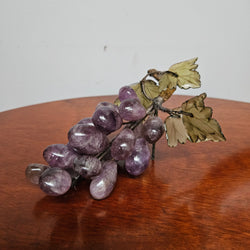 Vintage Cluster Of Amethyst And Jade Grapes And Leaves