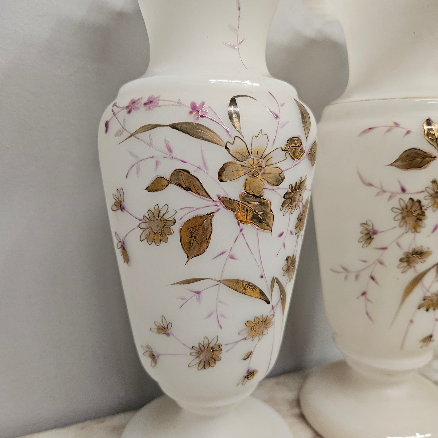 Pair of Victorian Opaline Glass Vases