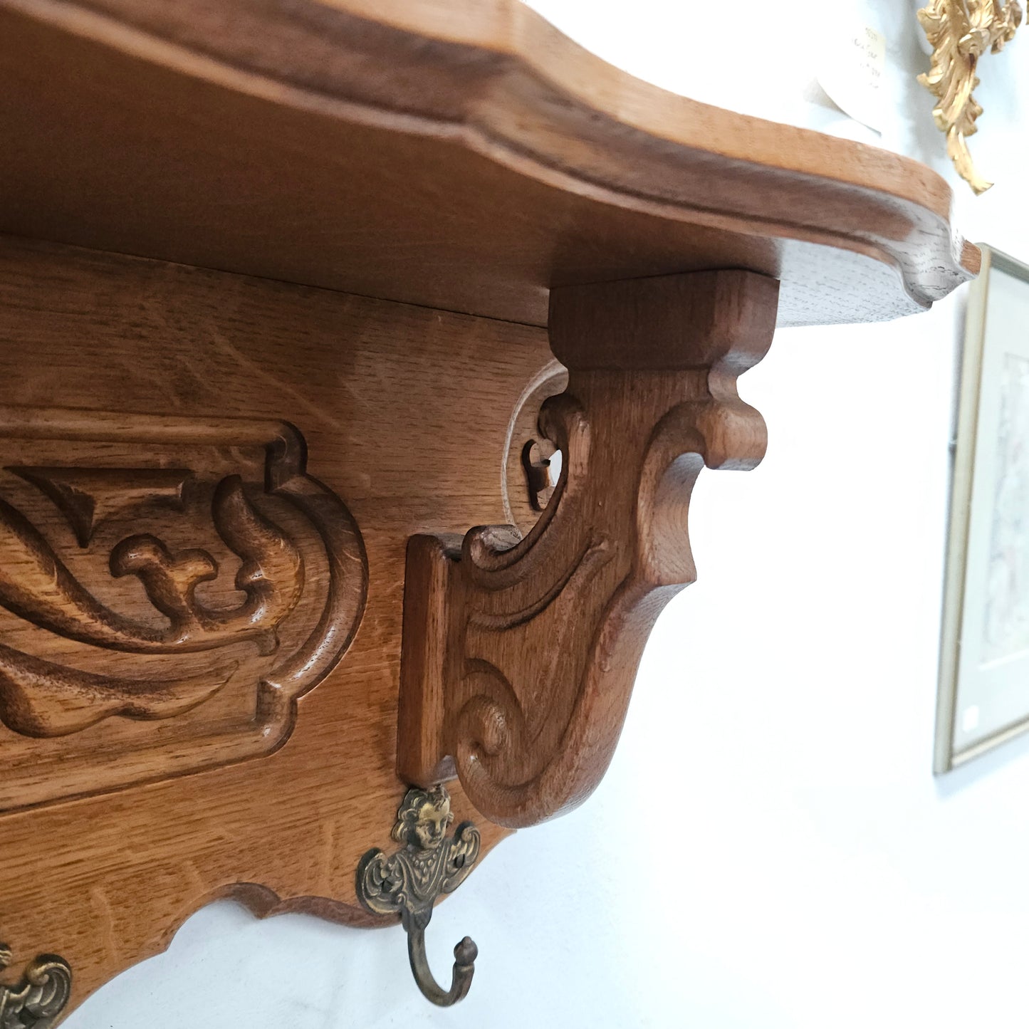 French Oak Wall Carved Coat/Hat Rack