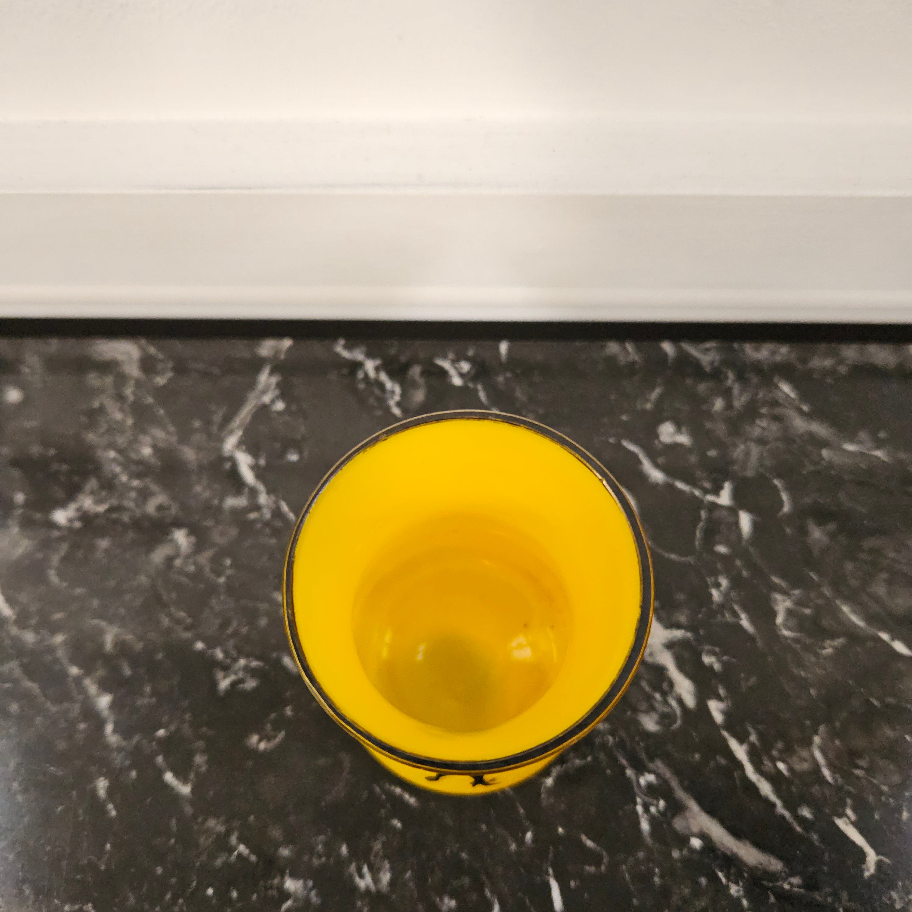 Deco Czech Yellow Tango Glass With Black Enamel Figure | Antique & Vintage | Moonee Ponds Antiques | Australia Wide Delivery