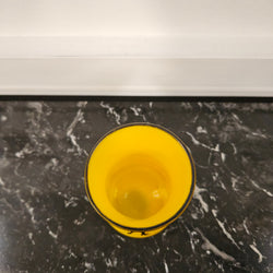 Deco Czech Yellow Tango Glass With Black Enamel Figure | Antique & Vintage | Moonee Ponds Antiques | Australia Wide Delivery