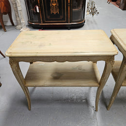 Pair Rustic Oak Shabby Chic Side Tables