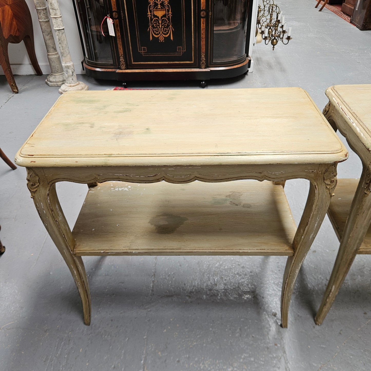 Pair Rustic Oak Shabby Chic Side Tables