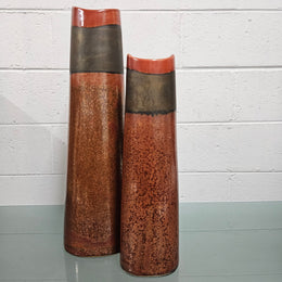 Pair of Tall Pottery Hand Made Vases