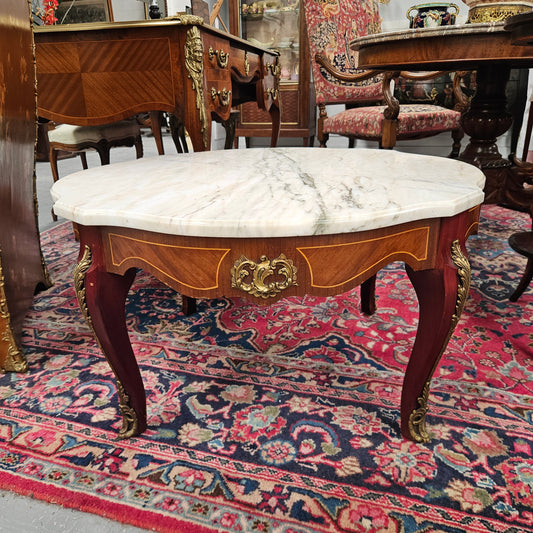 Louis XVth Style Coffee Table with Marble Top