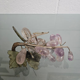 Vintage Cluster Of Amethyst & Jade Grapes & Leaves