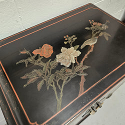 High Quailty Ebonised Chinese Cabinet with Jade Handel's & Handel's Painted | Antique & Vintage | Moonee Ponds Antiques | Australia Wide Delivery