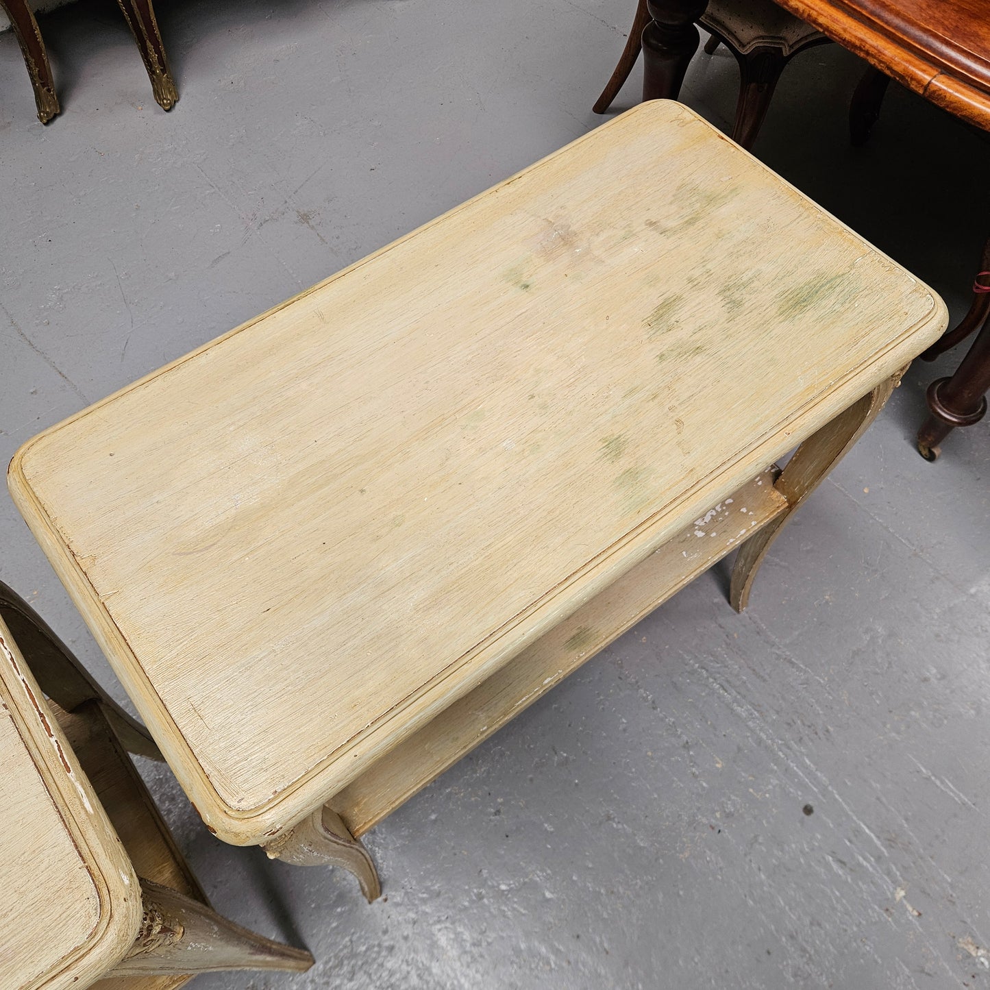 Pair Rustic Oak Shabby Chic Side Tables