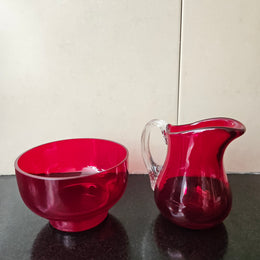 Ruby Glass Jug & Bowl