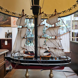 Nautical Sail Ship Table Lamp on Wooden Base
