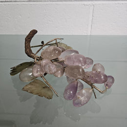 Vintage Cluster Of Amethyst & Jade Grapes & Leaves
