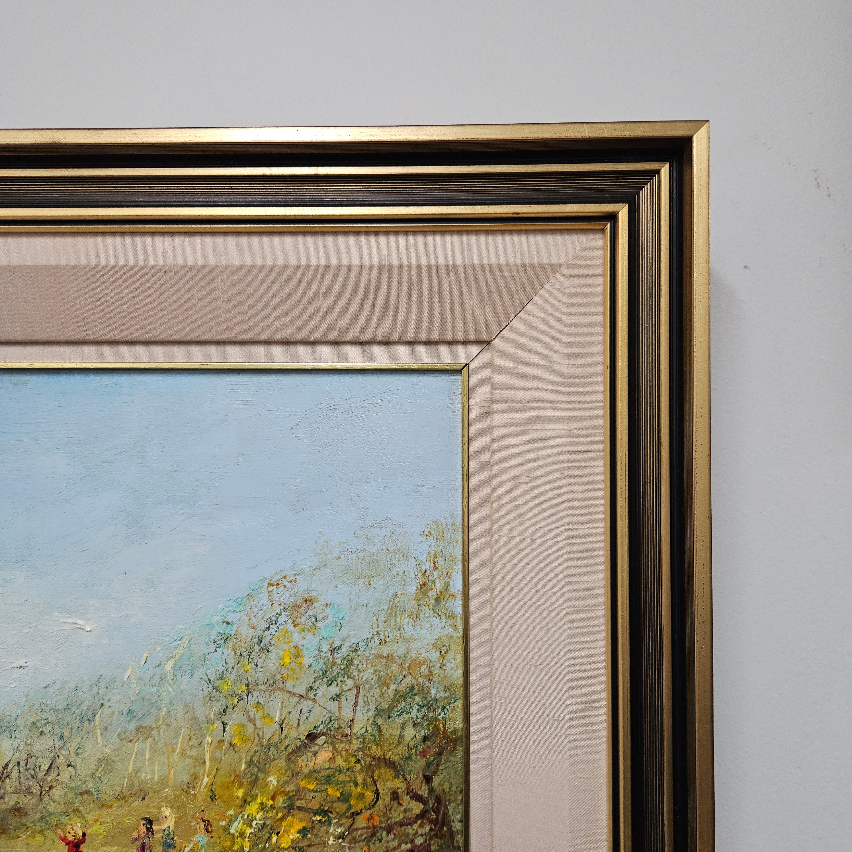 David Boyd Oil on Canvas "Children playing by the River with Birds" | Antique & Vintage | Moonee Ponds Antiques | Australia Wide Delivery