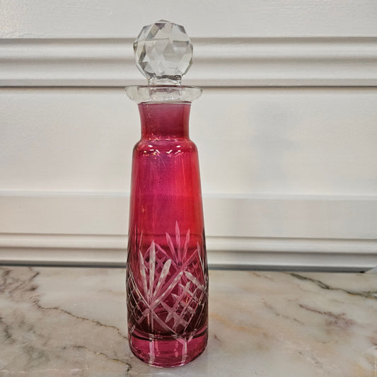 Pink Flash Glass Scent Bottle With Stopper