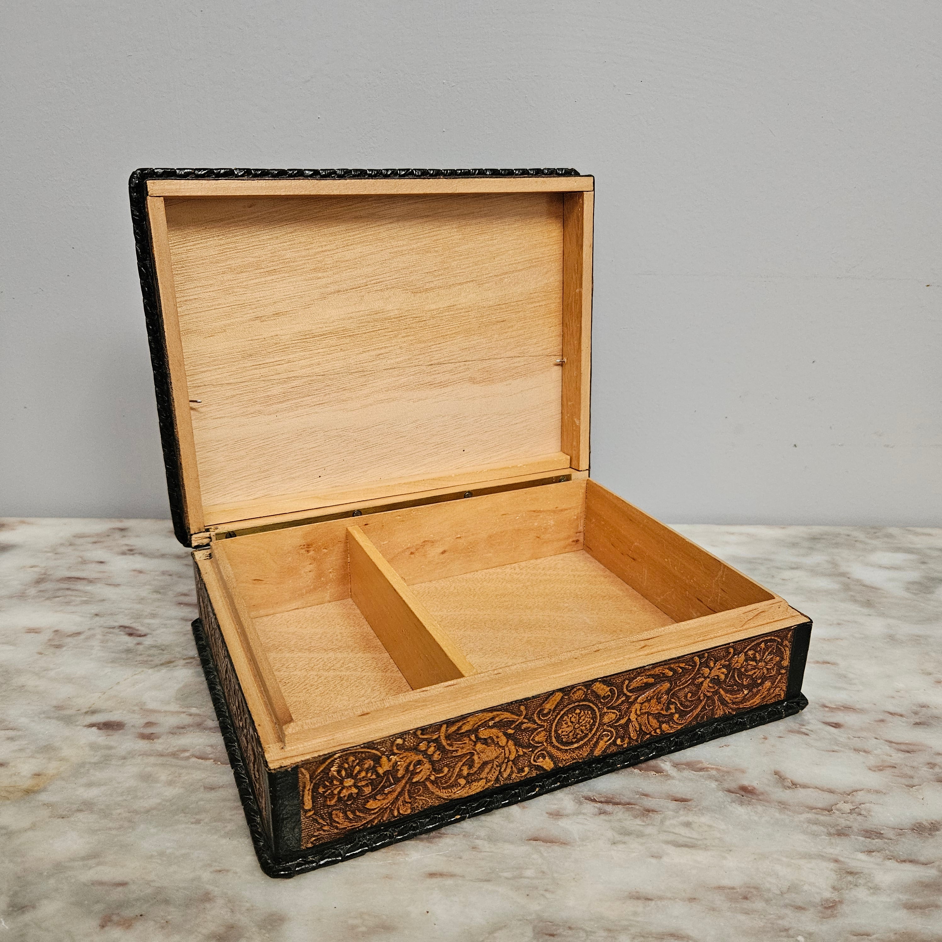 Vintage Spanish Embossed Leather Trinket/Jewellery Box | Antique & Vintage | Moonee Ponds Antiques | Australia Wide Delivery