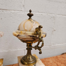 Elegant French Marble & Gilt Brass Cassolettes