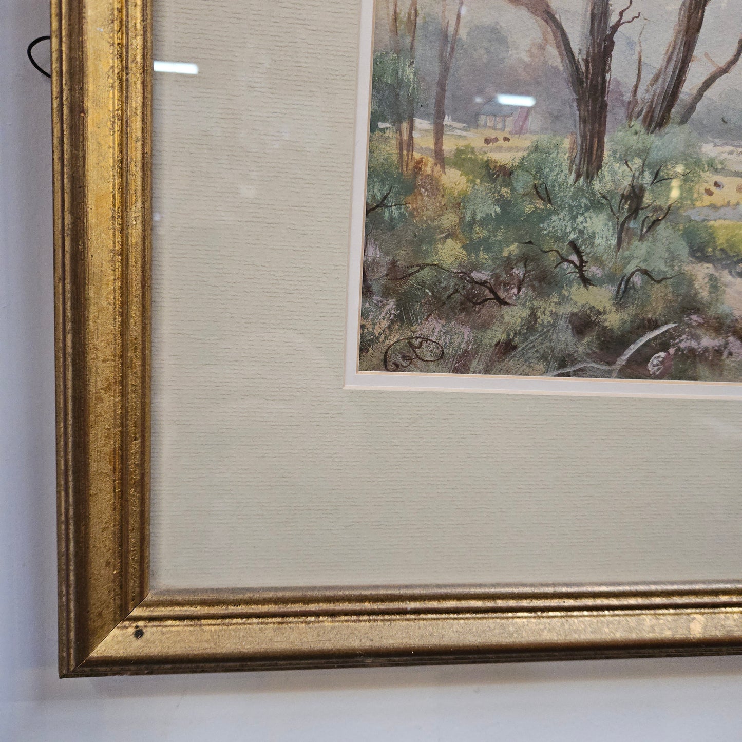 Water Colour of Country Scene Framed