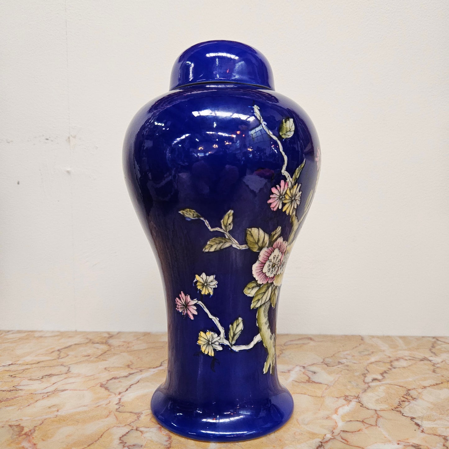 Crown Devon Cobalt Blue Lidded Vase