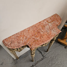 Louis XVI Style Painted Console Table With Marble Top