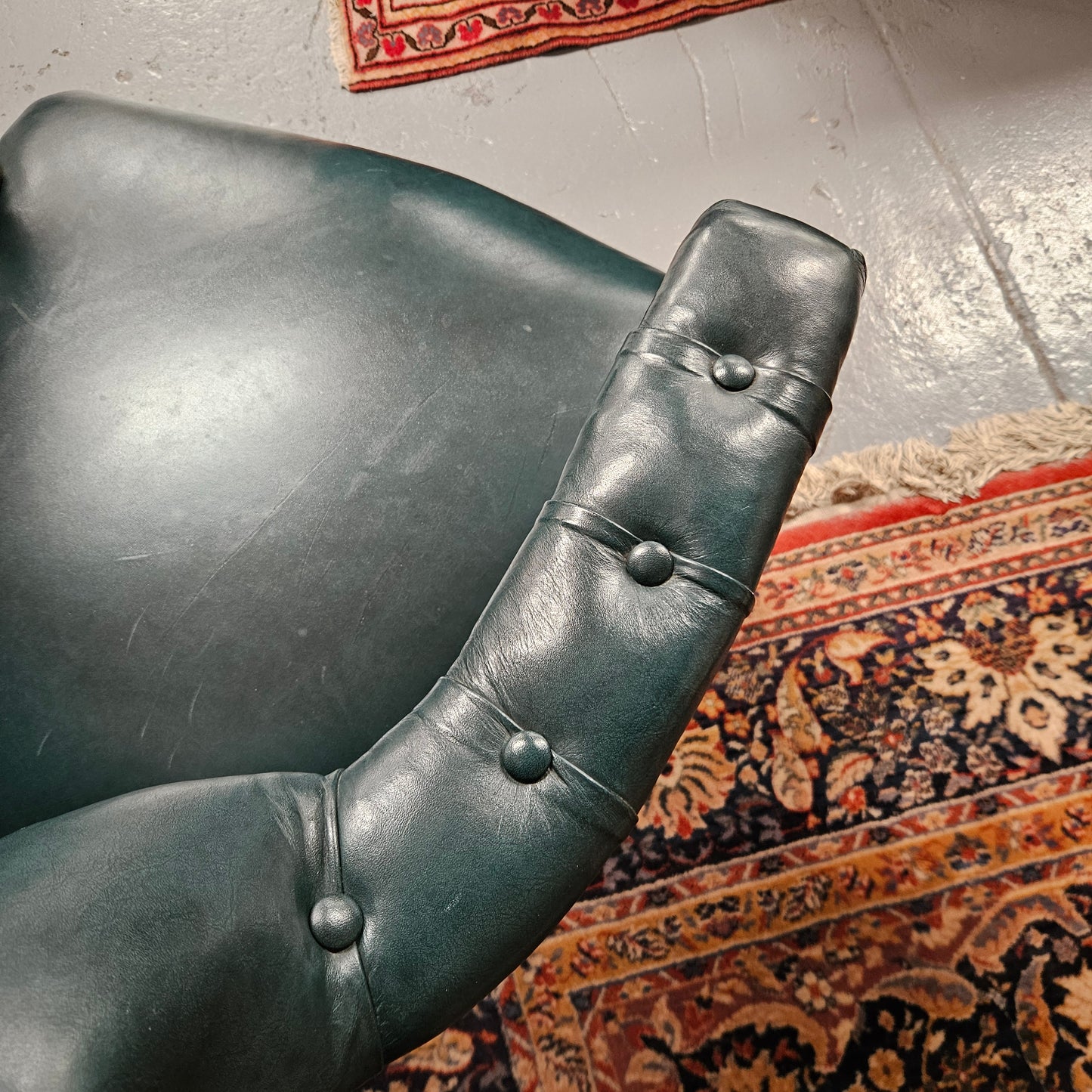 Antique Mahogany Leather Upholstered Captain / Office Chair