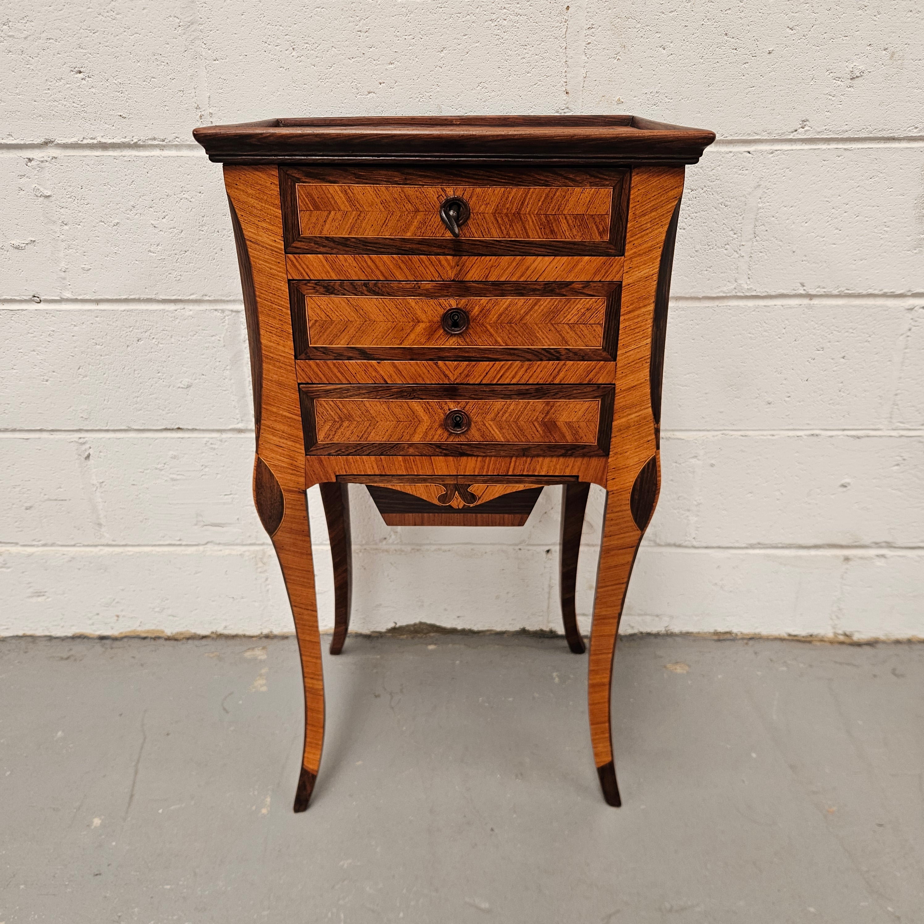 French Louis XVth Rosewood & Kingwood Side Table/Sewing Table | Antique & Vintage | Moonee Ponds Antiques | Australia Wide Delivery