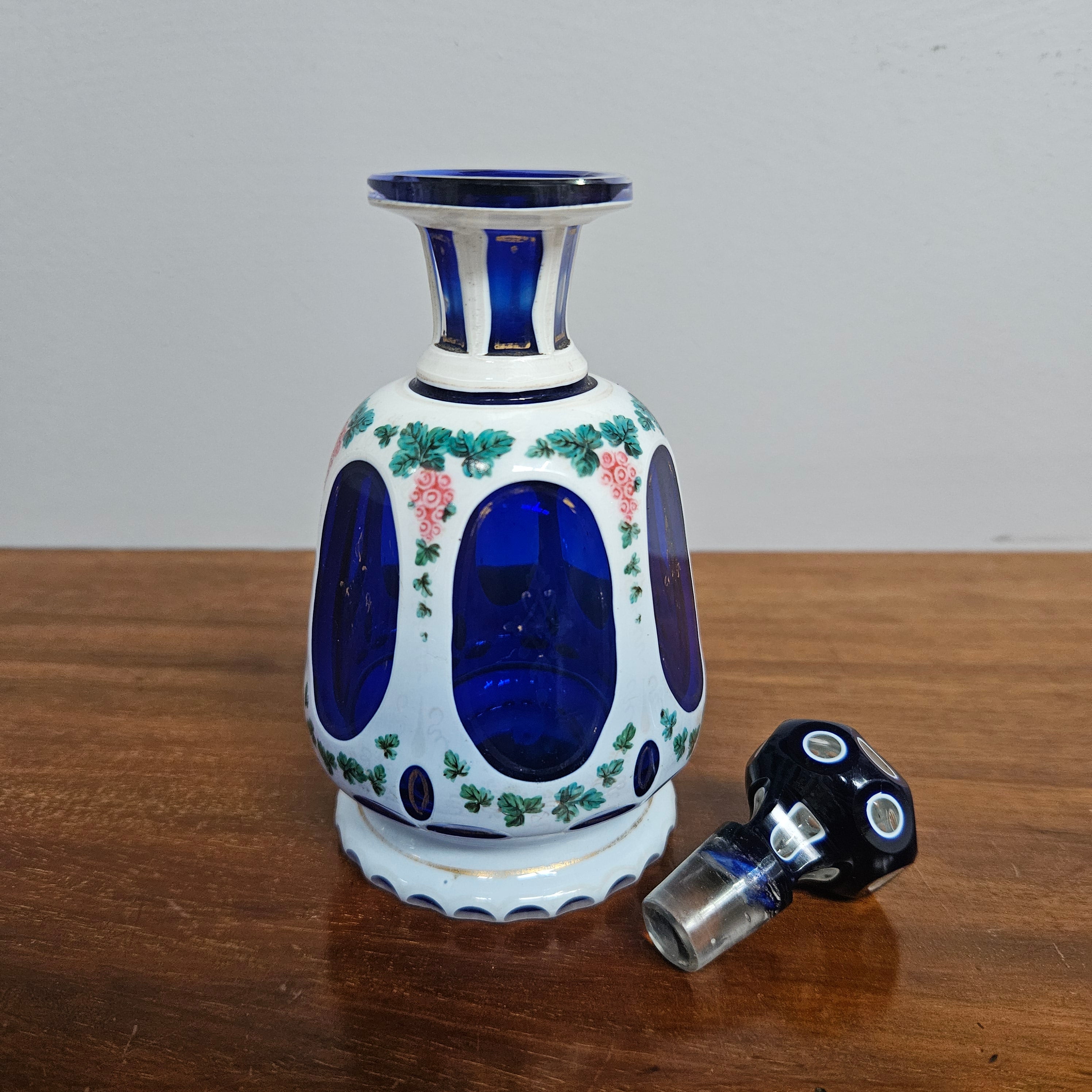 Antique Bohemian Cobalt Overlay Milk Glass Perfume Bottle | Antique & Vintage | Moonee Ponds Antiques | Australia Wide