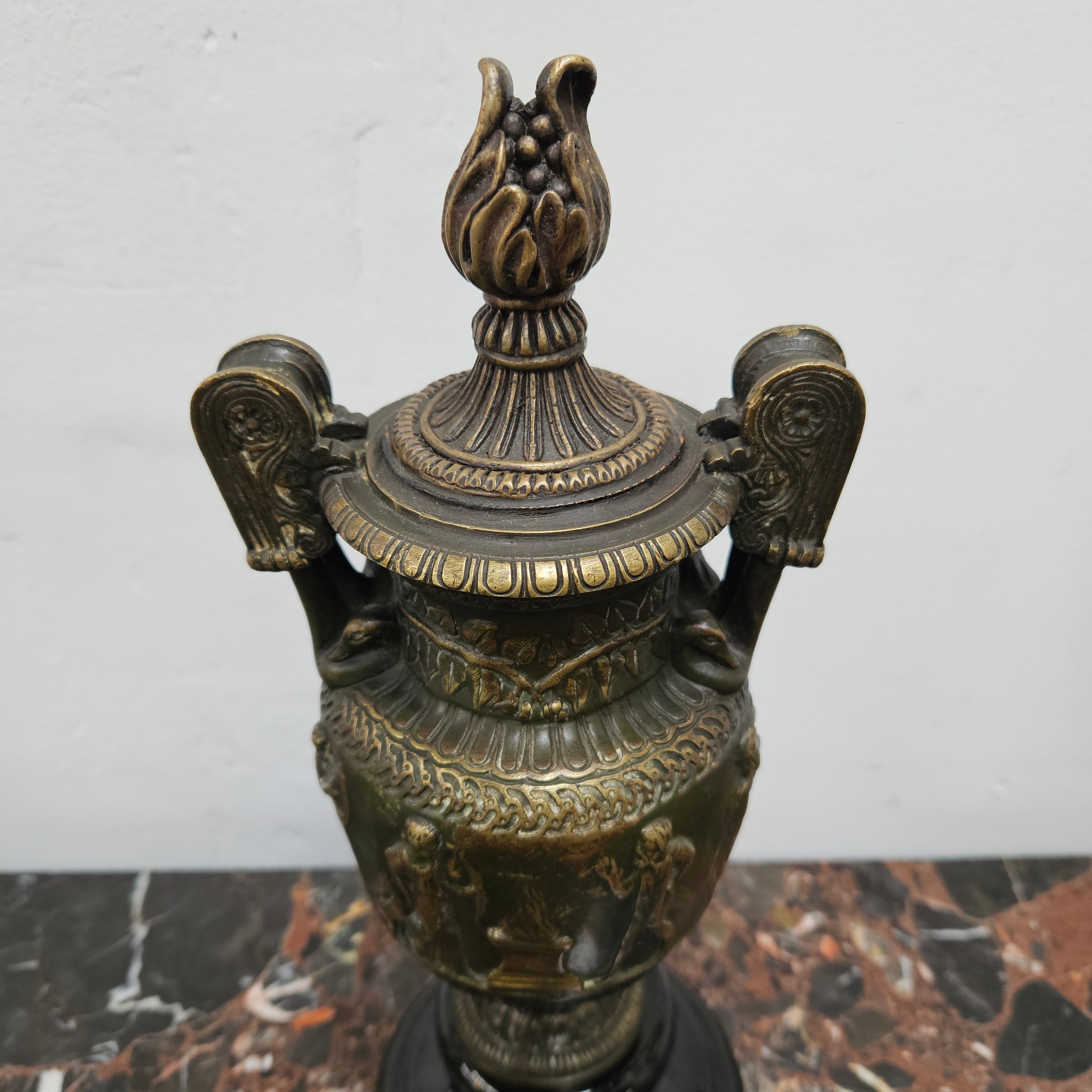 Victorian Bronze Urn On Ceramic Base | Antique & Vintage | Moonee Ponds Antiques | Australia Wide Delivery